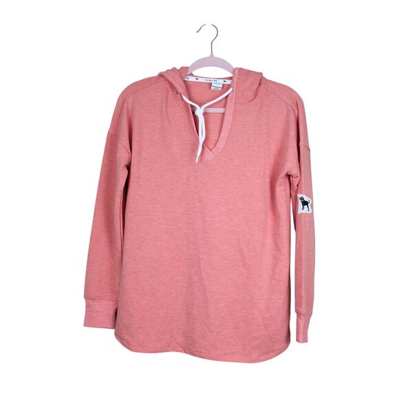 The Black Dog Tops - The Black Dog Orange V-neck Long Sleeve Casual Tunic Hoodie Size XS